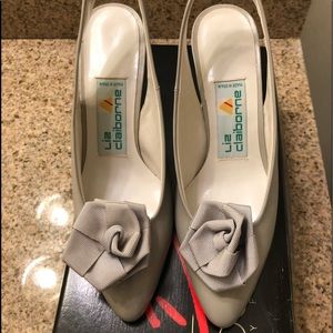 Vintage Liz Claiborne sling back grey pumps